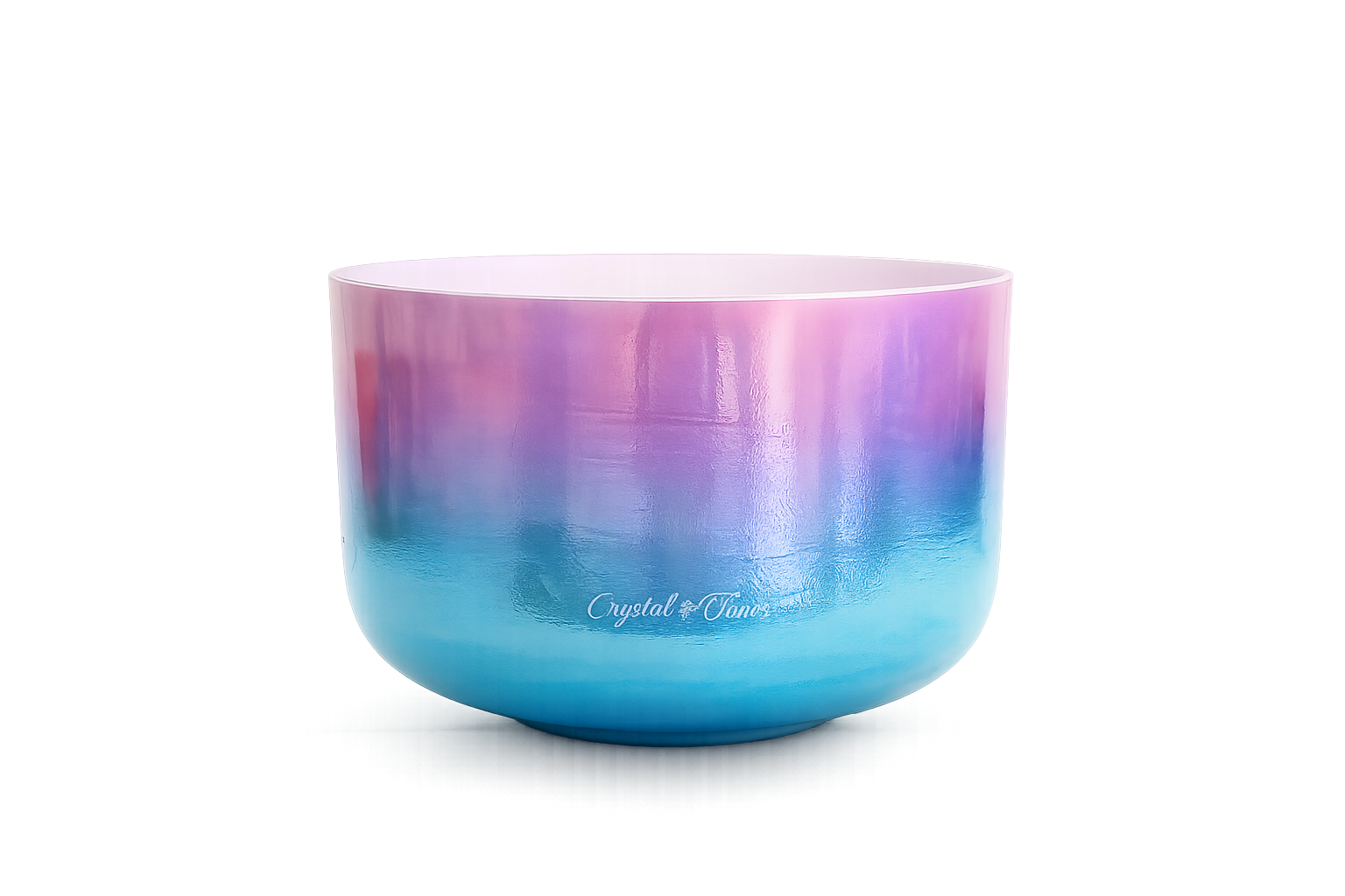 Crystal Tones® Alchemy crystal singing bowl with iridescent blue-to-pink gradient